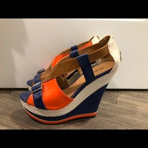 Qupid platform color block heels - size 8